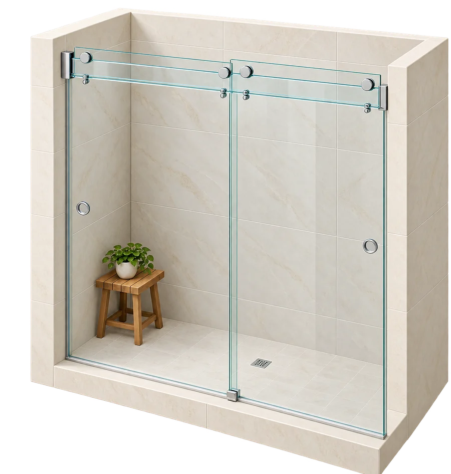 Phantom Series frameless sliding shower door system