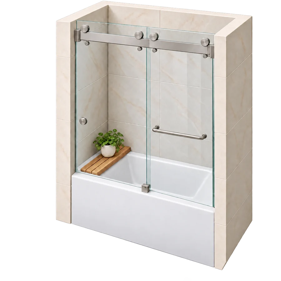 Frameless Tub Slider frameless sliding shower door layout