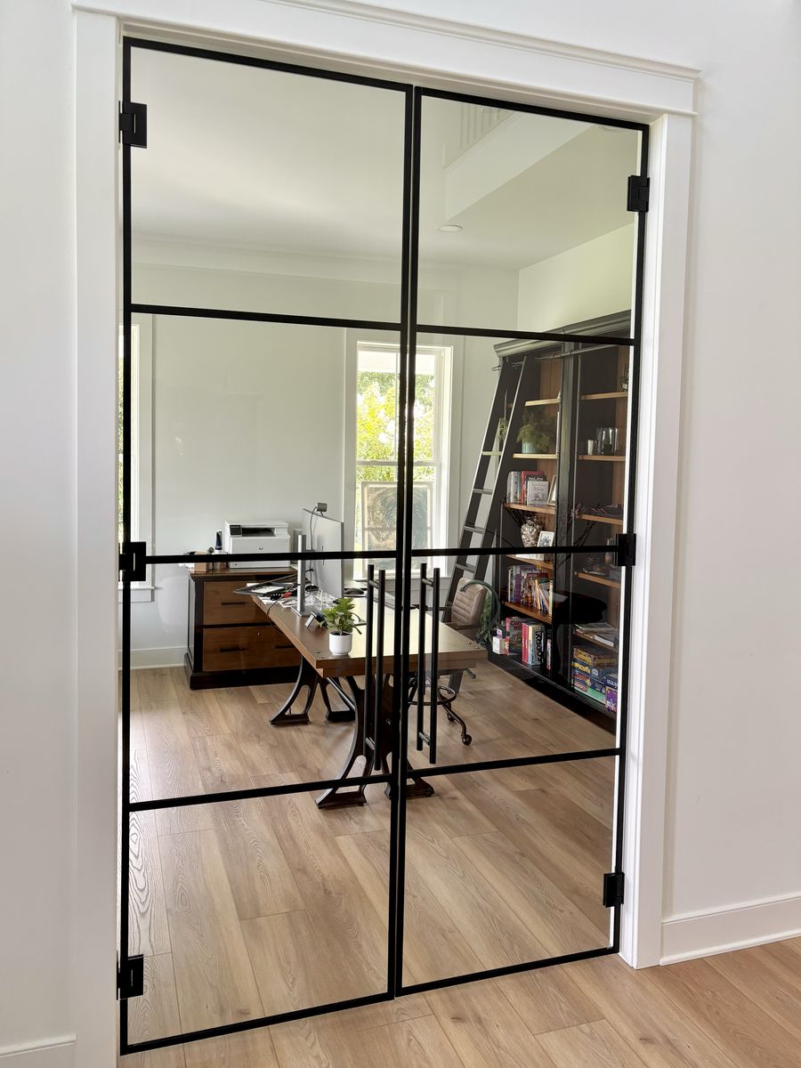 Grid shower door