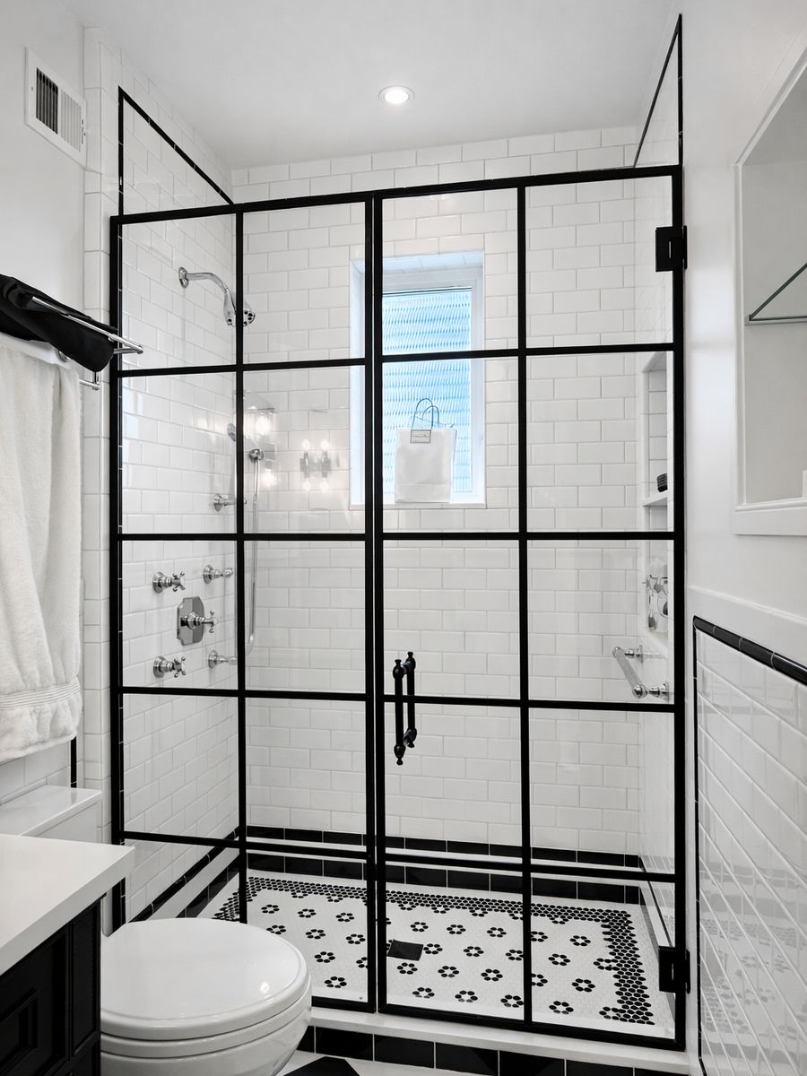 Grid shower door