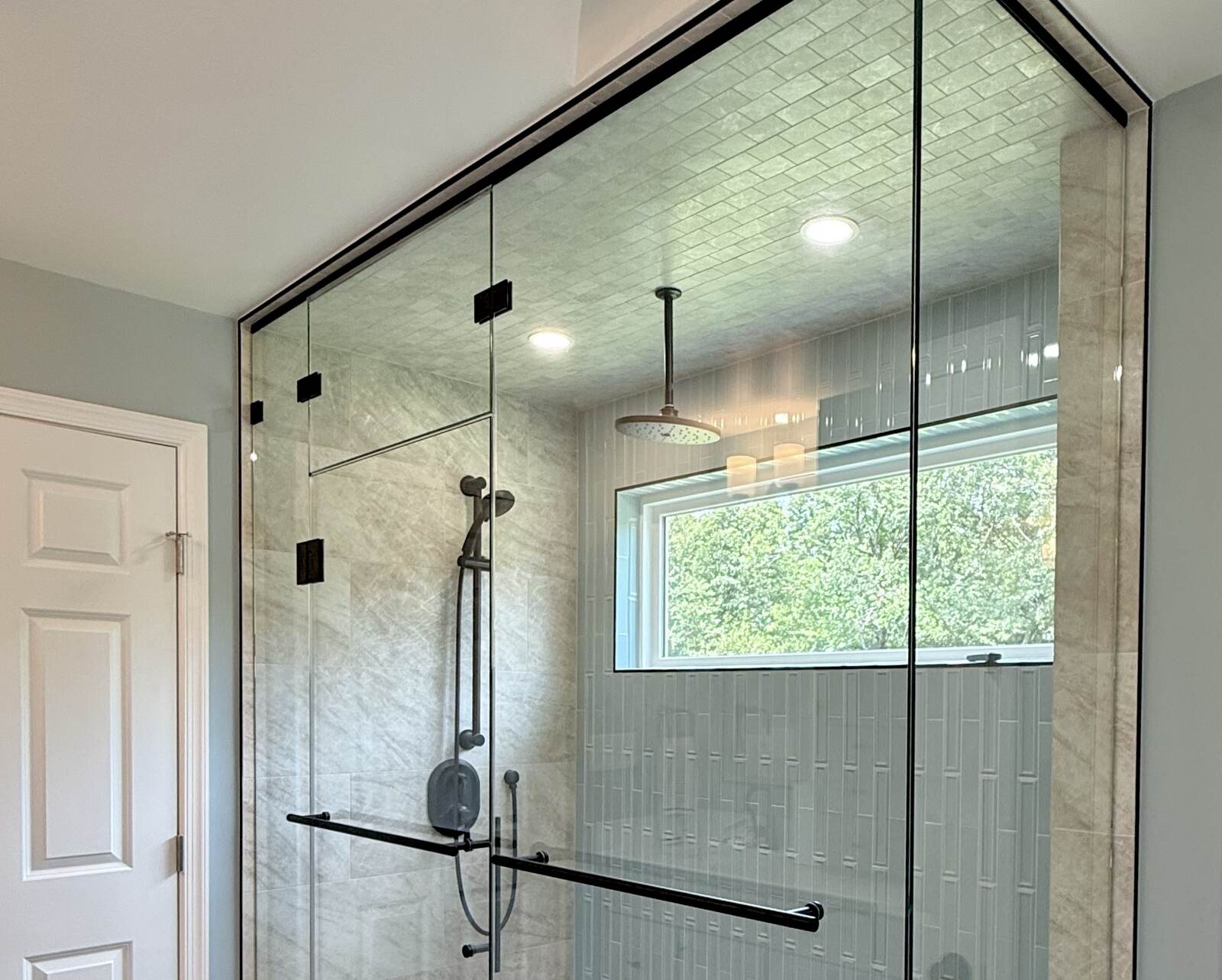 Grid shower door