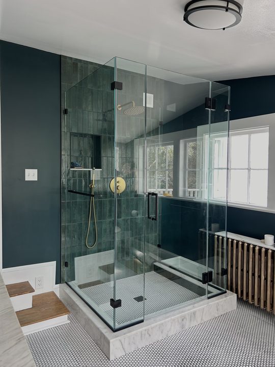 Frameless glass shower enclosure in Takoma Park, Dupont Circle, DC