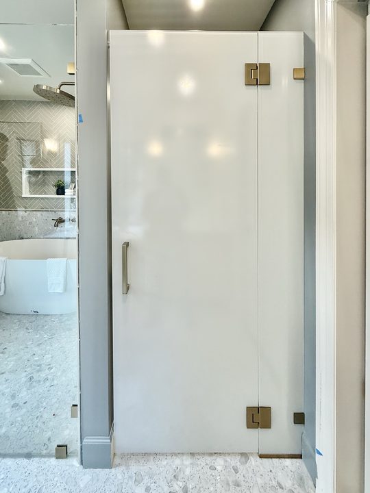 Frameless glass shower enclosure in Washington, D.C., Dupont Circle, DC