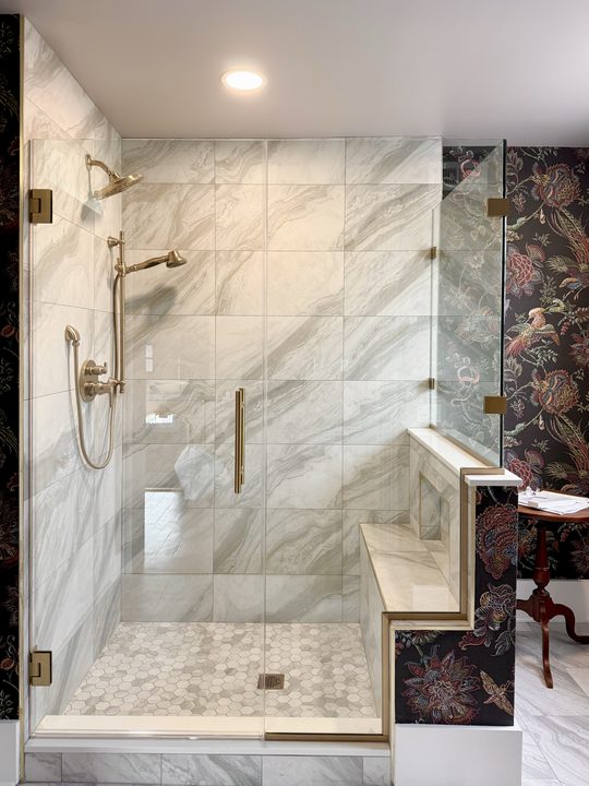 Frameless glass shower enclosure in Baker Park, Frederick, MD