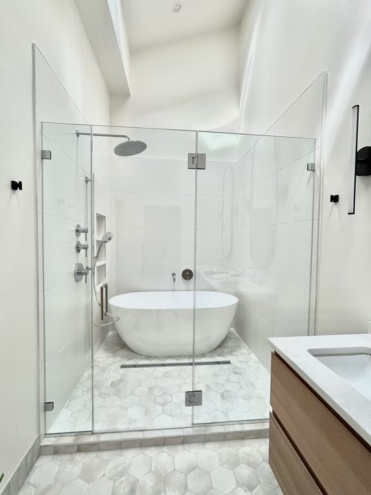 Shower Door with Inline panels in Bethesda, Rockville, MD