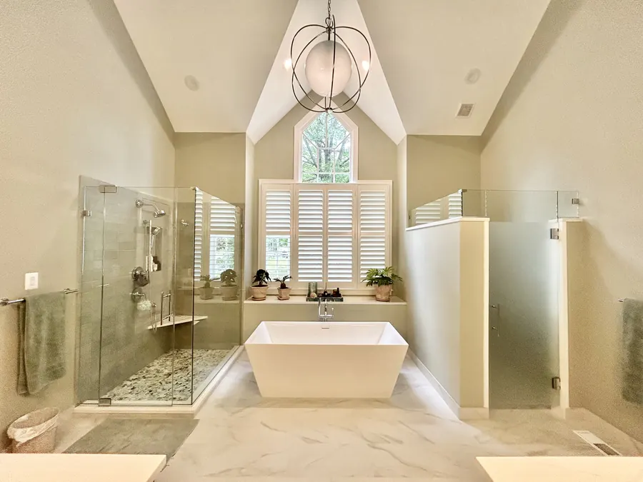 90 degree corner frameless glass shower enclosure, polished chrome hardware, Shower and Powder Room Enclosures in Reston Virginia