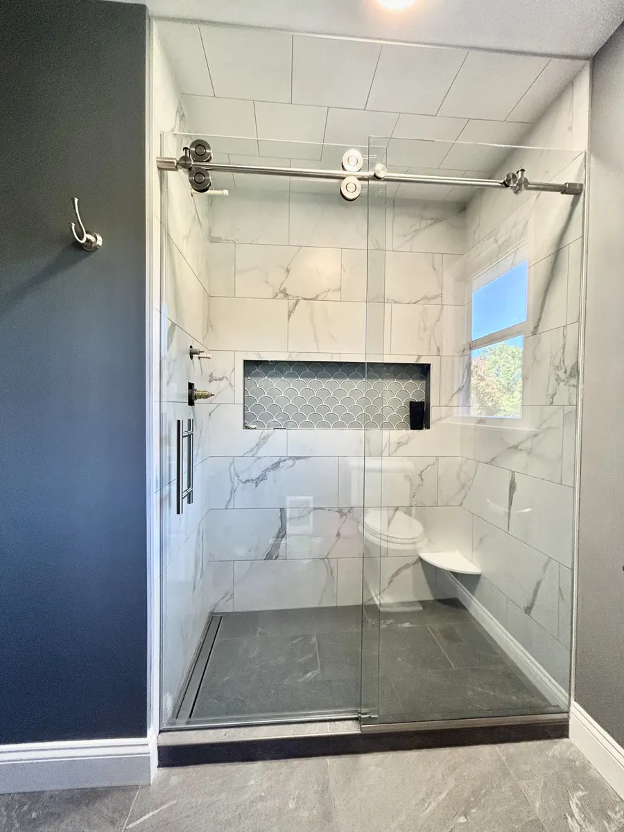 Titan series frameless sliding shower door, polished chrome hardware, Frameless Sliding Shower Door System
