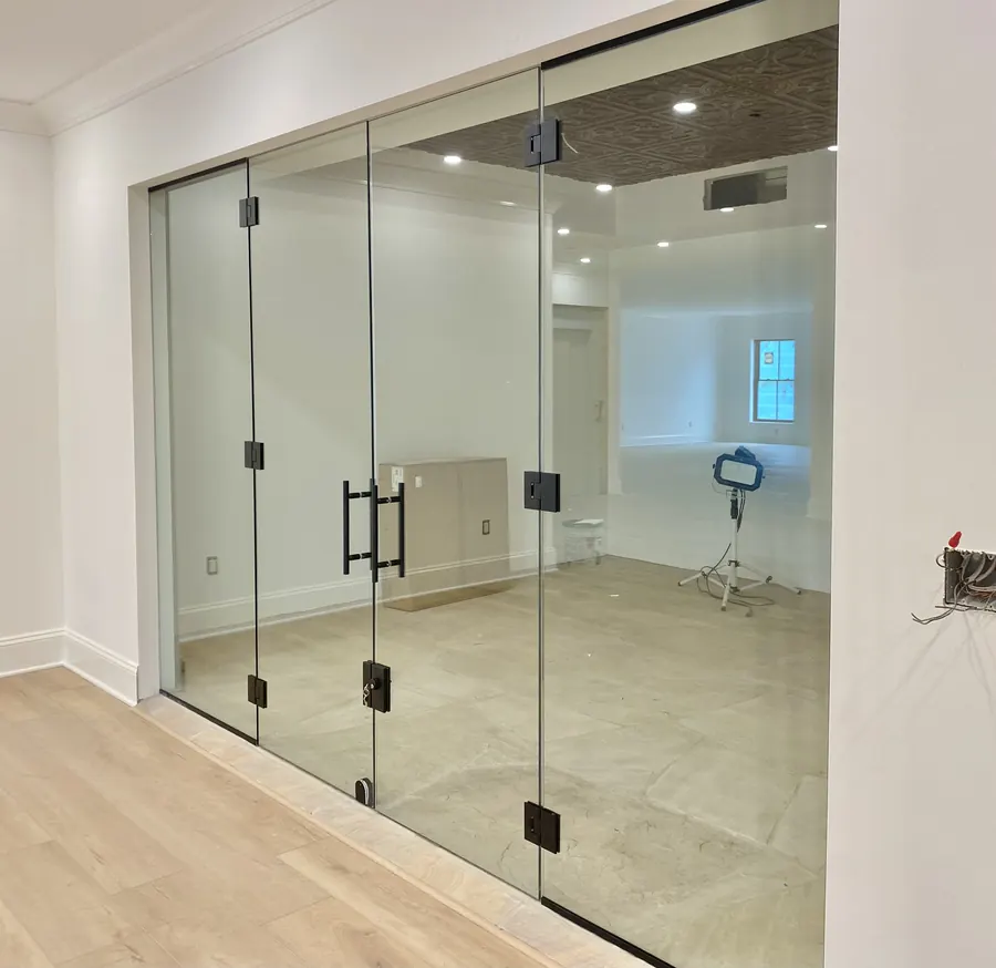 Wine cellar glass enclosure, Glass Entry Way Interior with Lock and Key